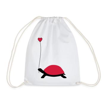 Tortue avec ballon de coeur - Sac de sport léger - blanc - Devant
