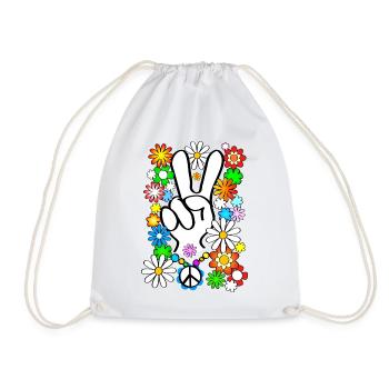 Flower Power & Peace 1 - Drawstring Bag - white - Front