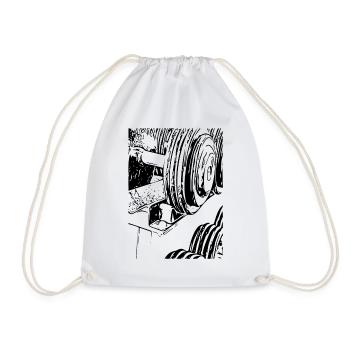 dumbbell - Drawstring Bag - white - Front