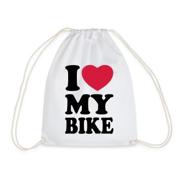 I love my bike - Ich liebe mein Motorrad - Turnbeutel - Weiß - Vorne
