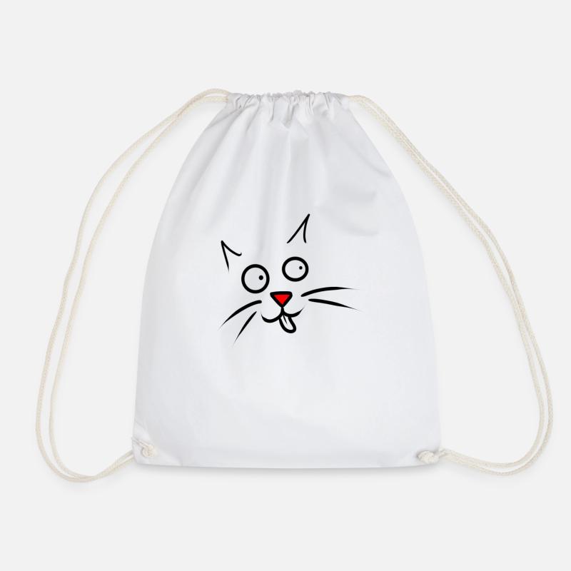 Cat - Drawstring Bag - white