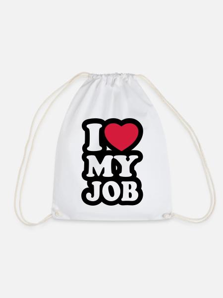 I love my job - Ich liebe meinen Job - Turnbeutel - Weiß