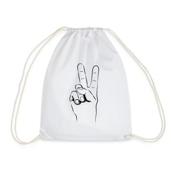 Peace Hand zwei Finger - Turnbeutel - Weiß - Vorne