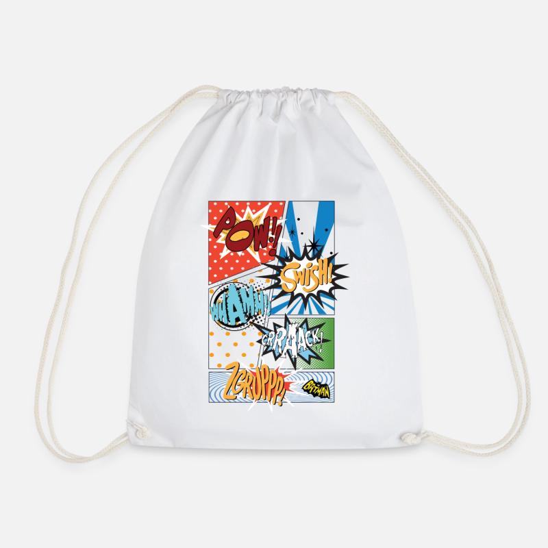 DC Comics Batman Onomatopées Bande Dessinée - Sac de sport léger - blanc