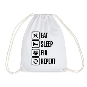 Eat Sleep Fix Repeat - Duct Tape - Drawstring Bag - white - Front