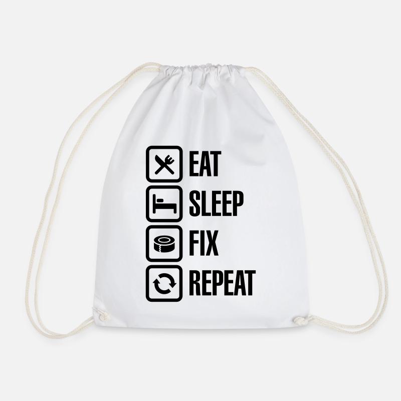 Eat Sleep Fix Repeat - Duct Tape - Turnbeutel - Weiß