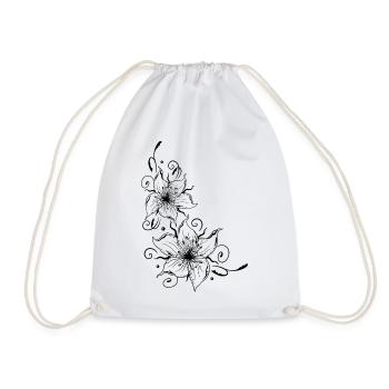 Large lilies with floral element. Summer time. - Drawstring Bag - white - Front