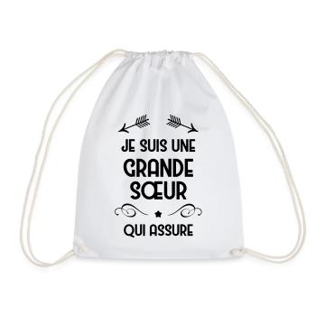 Grande Soeur Sœur Naissance Bébé Famille - Drawstring Bag - white - Front