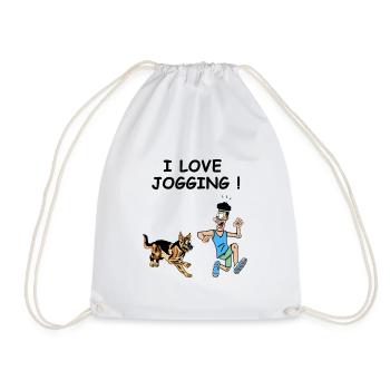 the jogger and the dog - Drawstring Bag - white - Front