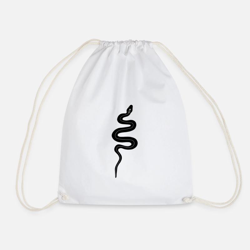 black snake - Drawstring Bag - white