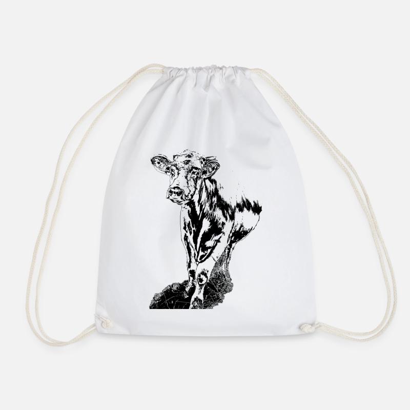 Vache Noir Blanc Bande Dessinée - Sac de sport léger - blanc