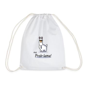 funny lama no prob lama cartoon design - Drawstring Bag - white - Front