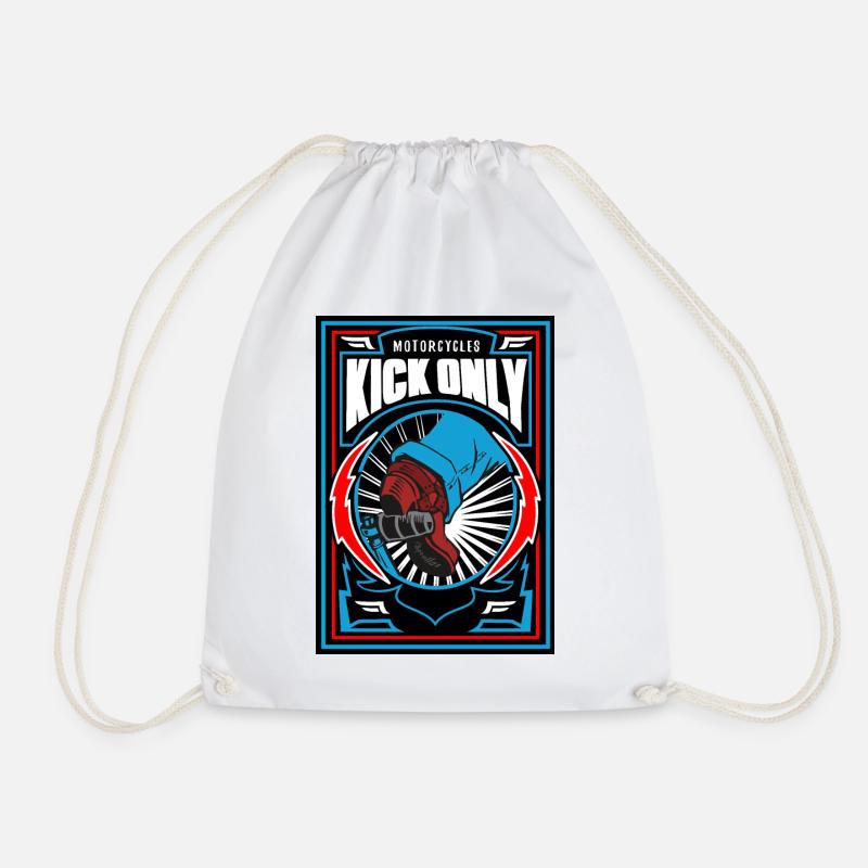 Motorcycles Kick Only - Drawstring Bag - white