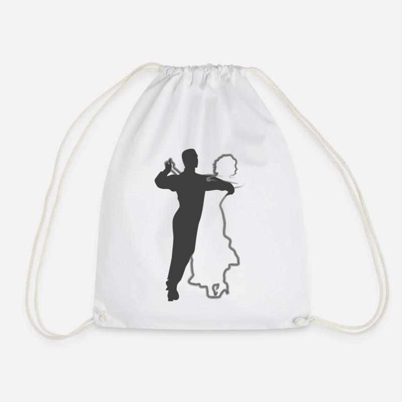 Elegant Dancing Couple Silhouettes Design - Drawstring Bag - white