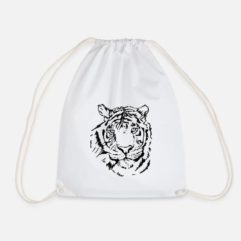 Handgezeichneter Tiger - Turnbeutel - Weiß