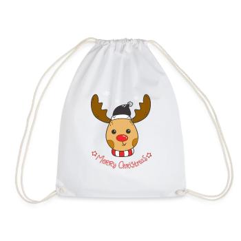 Conception de Noël mignon renne Rudolph - Sac de sport léger - blanc - Devant