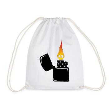 Flammenschädel und schwarzes Feuerzeug - Turnbeutel - Weiß - Vorne