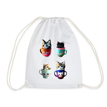 Kawaii Cup of Kitty Cat - Sac de sport léger - blanc - Devant