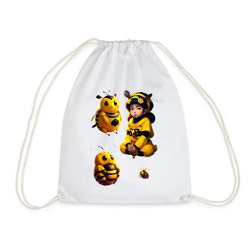 kawaii bee child - Drawstring Bag - white - Front