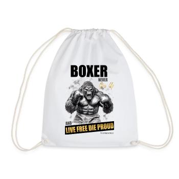 BOXER NEVER GIVE UP - LIVE FREE DIE PROUD - Drawstring Bag - white - Front