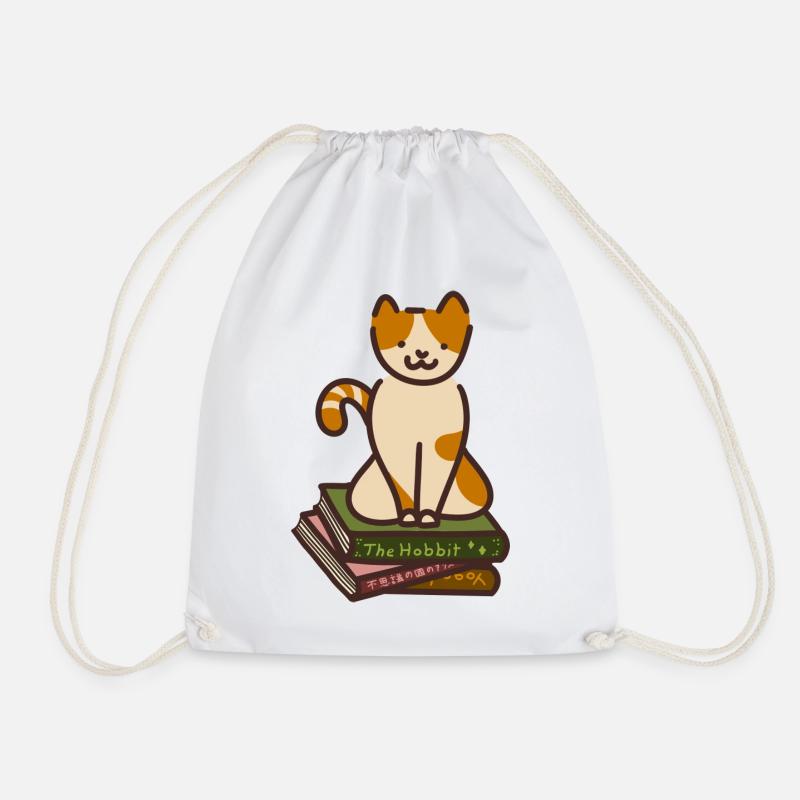 Katze auf Büchern - Turnbeutel - Weiß