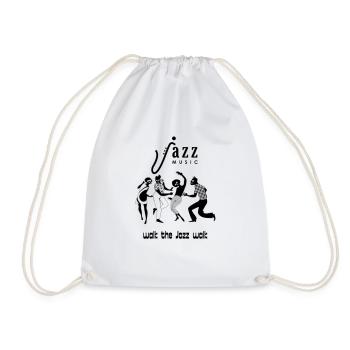 Jazz Notes in Minimalist Silhouette - Drawstring Bag - white - Front