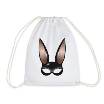 Masque de lapin mystérieux avec de grandes oreilles de lapin - Sac de sport léger - blanc - Devant