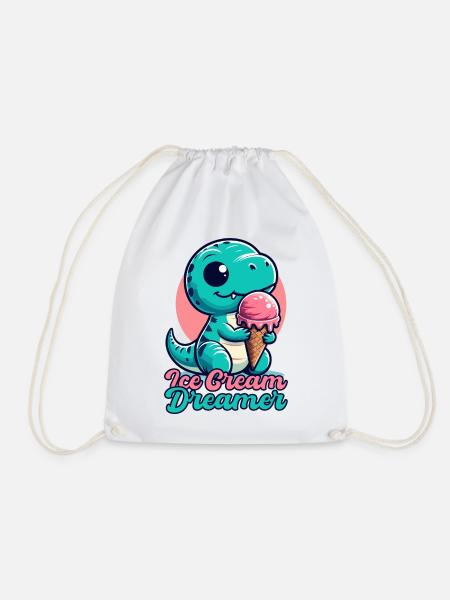 Eiscreme Träumer süßer T-Rex mit Eis Geschenk - Turnbeutel - Weiß