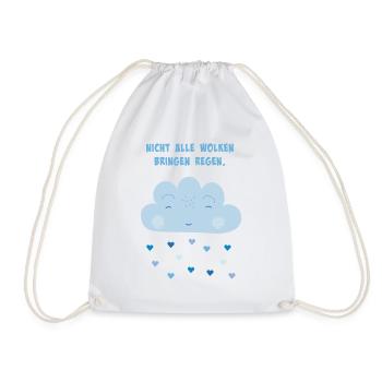 Not all clouds bring rain light blue hearts - Drawstring Bag - white - Front