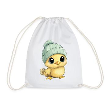 Chicken Cute Baby Kids Animal Chick Cartoon - Drawstring Bag - white - Front