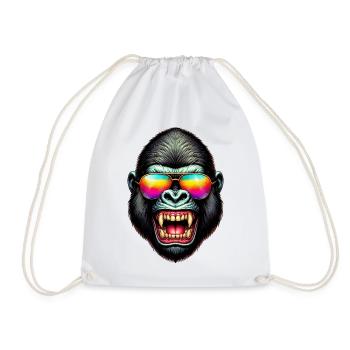 Gorilla - Drawstring Bag - white - Front