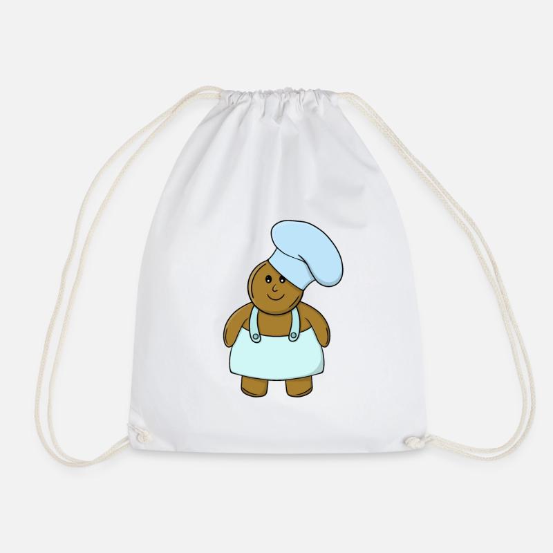 Baker's Gingerbread Cookie - Drawstring Bag - white
