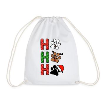 H Christmas Paws Plaid - Drawstring Bag - white - Front