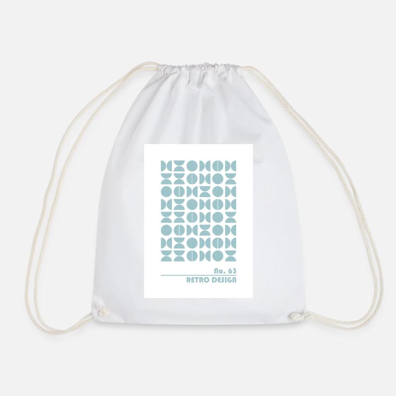 Retro Design 63, Grey/ Green - Drawstring Bag - white