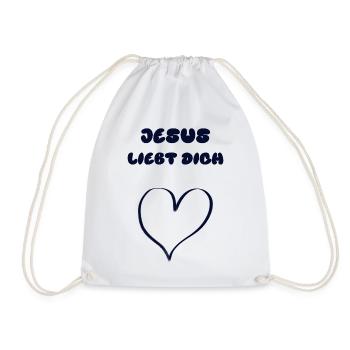 JESUS LIEBT DICH mit Herz - Turnbeutel - Weiß - Vorne