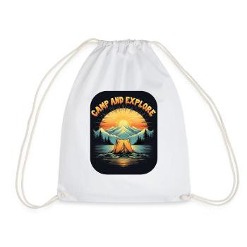 Retro Camping - Camp and Explorer - Drawstring Bag - white - Front
