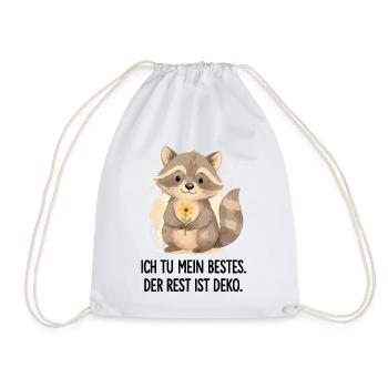 Waschbär mit Blume – Sanft - Turnbeutel - Weiß - Vorne