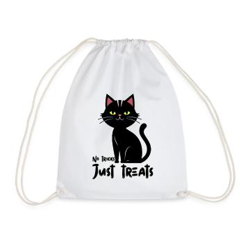 Glowing Cat Silhouette Illustration - Drawstring Bag - white - Front