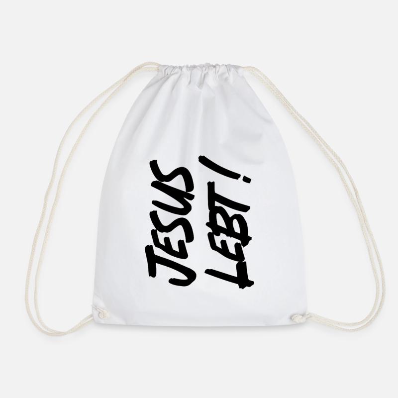 JESUS LIVES - Drawstring Bag - white