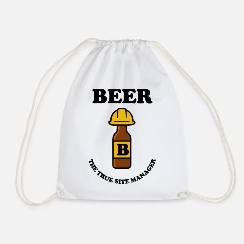 Beer bottle with construction helmet - Turnbeutel - Weiß