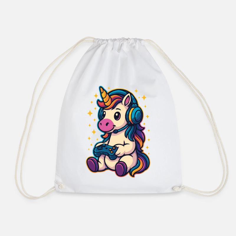 Gaming Unicorn - Drawstring Bag - white