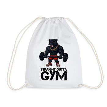 Strong panther mascot with weightlifter - Drawstring Bag - white - Front