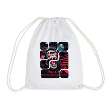 DJ monkey with headphones neon design - Drawstring Bag - white - Front