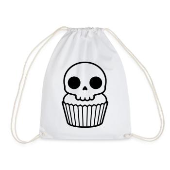 Spooky Cupcake | Halloween Skull - Drawstring Bag - white - Front