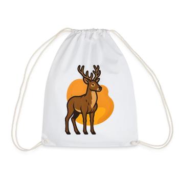 Deer in orange heart background - Drawstring Bag - white - Front