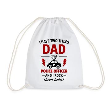 Papa and Policeman – I Rock Both Titles - Drawstring Bag - white - Front