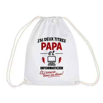 Dad and Computer Scientist Gift Christmas Father's Day - Drawstring Bag - white - Front