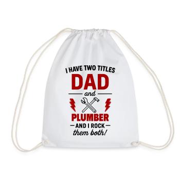 Papa and Plumber – I Rock Both Tracks - Drawstring Bag - white - Front