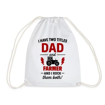 Papa and Farmer – I Rock Both Titles - Drawstring Bag - white - Front