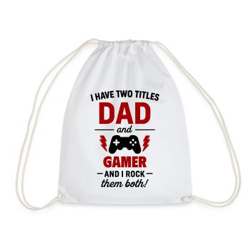Papa Gamer Zwei Titel Lustig - Turnbeutel - Weiß - Vorne
